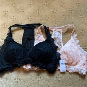 Never worn aerie bralettes, black
